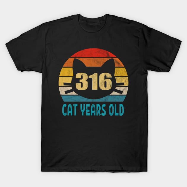 316 Cat Years Old Retro Style 75th Birthday Gift Cat Lovers T-Shirt by Blink_Imprints10